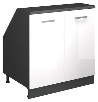 Zdjęcie produktu dla Szafa skosna Vicco Rion Biały wysoki połysk 80 x 81.6 cm z 2 drzwiami, korpus szafy głębokość 60 cm, Model 60394