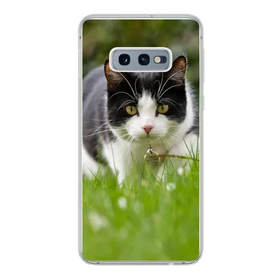 Produktbild von MuchoWow® Handyhülle Schutzhülle Hülle für Samsung Galaxy S10e Katze - Gras - Schwarz - Weiß - Mädchen - Kinder - Jungen - Kinder Silikon Softcase Handy Hülle - Handy