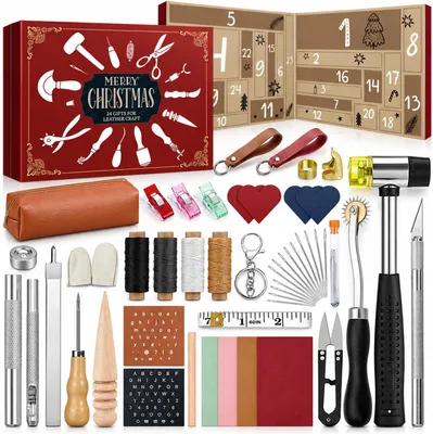 Produktbild von Adventskalender lederwerkzeuge 2025 - Mannen - Vrouwen en jongeren - 24 dagen leren handwerk - Snijden - Snitzen