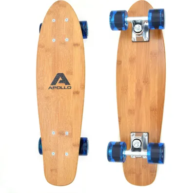 Zdjęcie produktu dla Deskorolka Apollo Fancy, Vintage Mini Cruiser | Kompletna, 22,5 cala | Mini deska z drewnianym deckiem | Mini deskorolka z kółkami LED i bez | Deskorolka dla dzieci w wieku 8 lat i starszych - Classic Blue