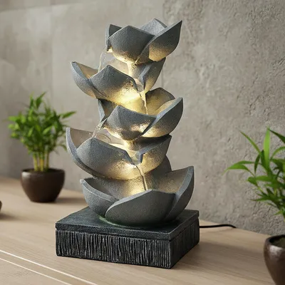 Produktbild von Springbrunnen BK901 mit LED Beleuchtung Gartenbrunnen Skulptur Gartenfigur Wasserspiel 47cm Kaskade