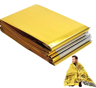 Obrázok produktu pre Záchranná deka, zlatá/strieborná, 130 x 210 cm - Termická núdzová deka pre outdoorové použitie
