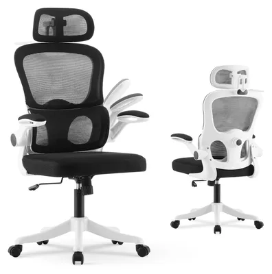 Obrázok produktu pre Ergonomická kancelárska stolička, čierna – 3D nastaviteľná opierka hlavy – sieťovina