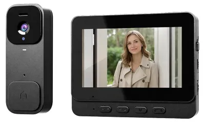 Obrázok produktu pre Videozvonenie, 4,3-palcový monitor, HD nočné videnie, interkom, podpora 64 GB pamäte, napájanie zo siete