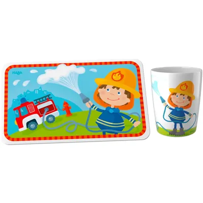Produktbild von Haba 303690 303691 Feuerwehr 2er Set Becher + Bret