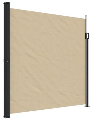 Produktbild von Seitenmarkise Ausziehbar mit Sichtschutz und Windschutz für Terrasse Balkon und Garten wasserdicht UV-beständig mit Wand- und Bodenmontage Beige 200 x 600 cm