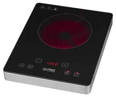 Immagine prodotto di TZS First Austria - Piastra di cottura a infrarossi da 2000 W - Regolazione della temperatura, protezione dal surriscaldamento, blocco bambini - Pannello di controllo touch e timer