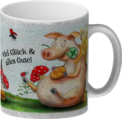 Produktbild von Viel Glück und alles Gute! Glitzer-Glitzer-Kaffeebecher mit