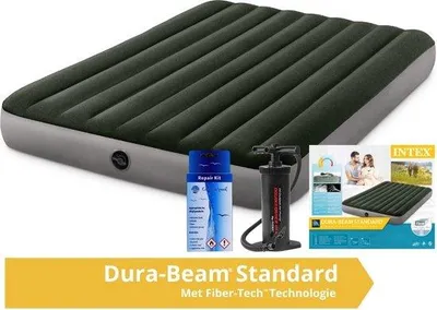 Produktbild von PVC-Luftmatratze 2 Personen - Grün - 203x152x25 cm - mit Reparaturset und Handpumpe