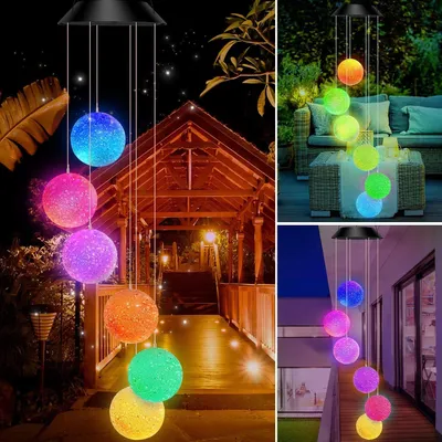 Solar Hängeleuchte, Gartenleuchte für außen, LED, 2 Stück (1 + 1), bunt - Chimy