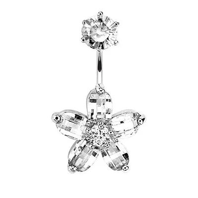 Produktbild von Taffstyle Bauchnabelpiercing Bauchnabelpiercing Banane Stecker Kristall Flower Blume, Clear