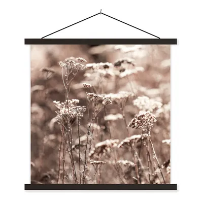 Produktbild von MuchoWow® Textilposter Pflanzen - Blumen - Winter - Schnee - Sepia 40x40 cm mit schwarzem Rahmen - Fotos
