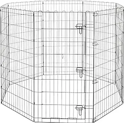 Imagen del producto de Silecomplaza, jaula octogonal para perros y otras mascotas, plegable, de metal, con puerta, 122 cm, color