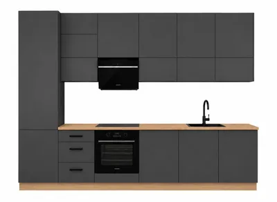 Produktbild von Küchenzeile 360 cm Modulküche Winkelküche Küchenblock Einbauküche ohne Arbeitsplatte, LETANO Lovo 1 Grau mit Push-To-Open