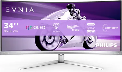 Obrázek produktu pro Philips 34M2C8600/00, 86,4 cm (34"), 3440 x 1440 px, Wide Quad HD, OLED, 0,03 ms, Bílá