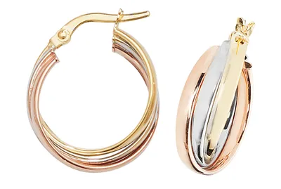 Produktbild von 9 Karat (375) Tricolor Gold Damen - Creolen / Ohrringe - 15mm; TRS15947MM15