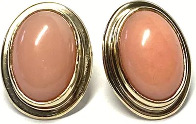 Produktbild von Ohrring 333/- Gold Gelbgold PinkOpal (Andenopal) oval Perle Ohrstecker Handarbeit Unikatschmuck