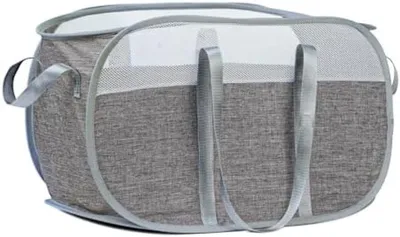 Produktbild von PolkaHome® Klappbarer Wäschekorb, zusammenklappbarer Kleiderkorb, 56 L, 56 x 33 x 35 cm, Grau