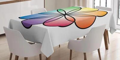 Produktbild von ABAKUHAUS Regenbogen Tischdecke, Blume des Lebens Design mit bunten Blütenblättern Ost-Chinese Feng Shui Themen Design, 140 x 200 cm, Mehrfarbig