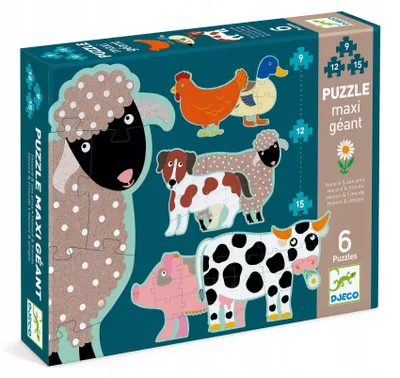 Produktbild von Djeco-Bodenpuzzle: Bauernhoftiere - 9,12,15 Teile