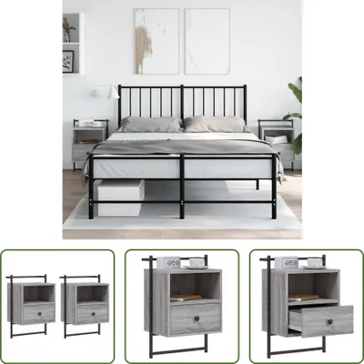 Produktbild von The Living Store Wand-Nachttische 2 Stk. Grau Sonoma 40x30x61 cm Holzwerkstoff