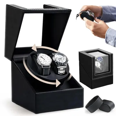 Produktbild von Automatischer Uhrenbeweger - Uhrenbox - Kunstleder - USB-betrieben - Leiser Motor - 2 Rotationsmodi