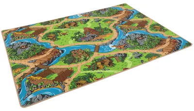 Produktbild von Kinder Spiel Straßenteppich Dino Welt Grün, Größe:80x200 cm