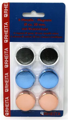 Obrázek produktu pro RHEITA 1030-9 Magnet Edelstahl - Ø 30 mm, 6 Stück, kratzfest, sortiert