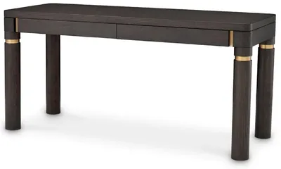 Produktbild von Casa Padrino Luxus Schreibtisch mit 2 Schubladen Mokka / Messing 160 x 60 x H. 76 cm - Bürotisch - Computertisch - Büro Möbel - Luxus Möbel - Luxus Einrichtung - Büro Einrichtung - Luxus Qualität