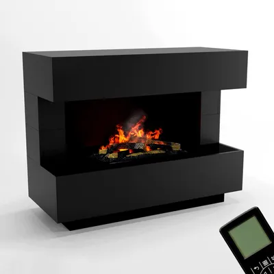 Produktbild von Elektrischer Kamin, freistehend, schwarz - mit 3D-Flammeneffekt - 120x93x50 cm - Innenraum-Kamin für Ambiente