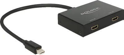 Produktbild von Delock Displayport 1.2 Splitter 1 x mini Displayport in > 2 x HDMI out 4K - Video-/Audio-Splitter - 2 x HDMI - Desktop