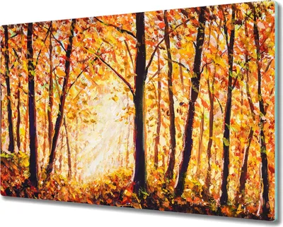 Produktbild von Coloray Hackbrett Kochplattenabdeckung Herdabdeckplatte 80x52 cm Schneidebrett Küchenbrett - Blätter Wald Herbst