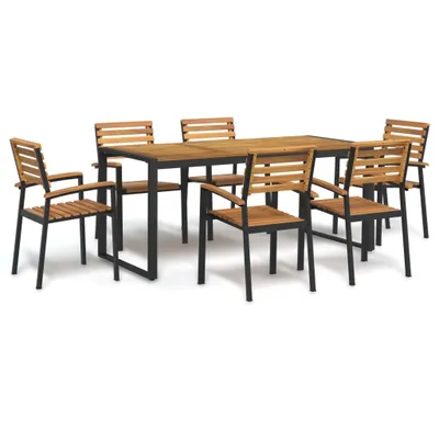Produktbild von 7-tlg. Garten-Essgruppe Massivholz Akazie und Metall