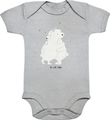 Produktbild von Mr. & Mrs. Panda Strampler Baby Eisbär Umarmen 1. - 3. Monat - Heather Grey - Geschenk, Einteiler, Lustige Sprüche, Babybody, Kurzarmbody, babykleidung body