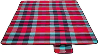 Produktbild von Wasserfestes Picknicktuch - Lichtblau/Rot - Rautenmuster - 195 x 150 cm - Wasserabweisend