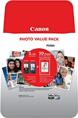 Produktbild von Canon PG-560XL + CL-561XL schwarz, color Druckköpfe + Fotopapier, 2er-Set