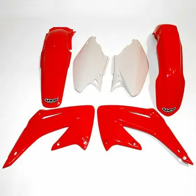Productafbeelding van UFO PLAST verkleedingset, 7-delig. Kunststof verkleedingset voor Honda CR 125 / 250 ccm, bouwjaar 2005 - 2007, kleur: rood / wit