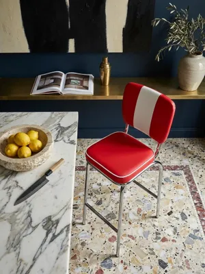 Barhocker Kunstleder weiß 40x38x110 cm Wohnidee Offene Luxusküche mit Bar-Insel Einrichtungsidee stilvoll kombinieren mit Polsterung Design Möbel Inspiration Wohnen Interior Zuhause_#sku_SAFWL1.718#