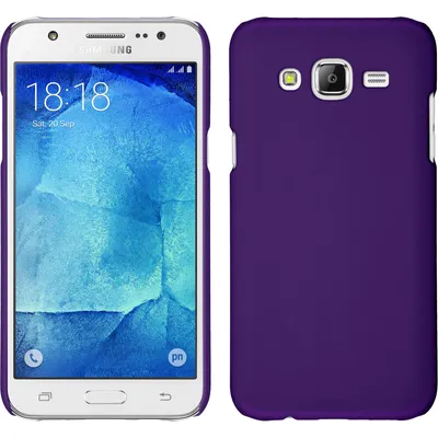 Produktbild von PhoneNatic Case kompatibel mit Samsung Galaxy J7 (2015 / J700) - Hülle lila gummiert Hard-case + 2 Schutzfolien