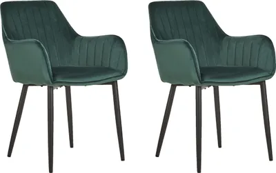 Obrázek produktu pro BELIANI Sada jídelní židle ze 2 tmavě zelených sametových tkanin moderní / retro