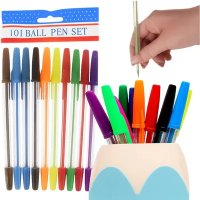 Produktbild von Kugelschreiber Set Bunte Schreibstifte 10 Stück klassische Stifte für Schule Büro Haushalt