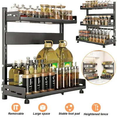 Produktbild von Kräuterdosierer - Gewürzregal - Küchenregal - Kräutenspender - Verstellbarer, 3-stöckiger Kräutenschrank