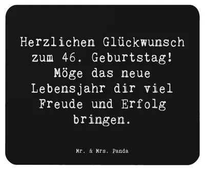 Produktbild von Mr. & Mrs. Panda Mousepad Spruch 46. Geburtstag - Schwarz - Geschenk, feiern, Mauspad, computer, Happy Birthday, Sprüche zum, 46 Jahre, Geburtstagserinnerungen, laptop
