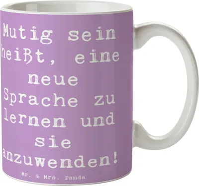 Produktbild von Mr. & Mrs. Panda Tasse Spruch Sprachen Lernen und Anwenden - Lavendeltraum - Geschenk, Sprachreise, Horizonterweiterung, Teebecher, neue Sprache, Teetasse, Kaffeetasse