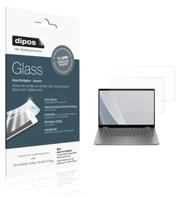 Produktbild von 2x Schutzfolie für HP OmniBook X Flip 14-fk0773ng matt - Anti-Shock 9H Folie dipos Glass Kunststoffglas