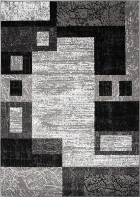 A flat lay image of a rug with a geometric pattern.