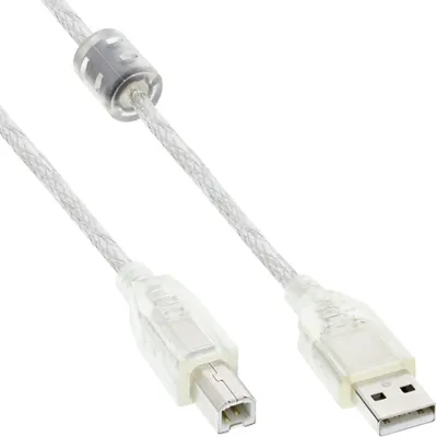 Zdjęcie produktu dla InLine 34505, 0,5 m, USB A, USB B, Męska/Męska, 0,48 Gbit/s, Przezroczysty