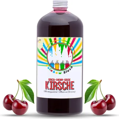 Produktbild von Rainbow Slush Sirup AZO FREI | Geschmack Kirsche 1 Liter | Konzentrat für Slushy Maker Eis Slushmaschinen Eismaschinen Getränke 1:5