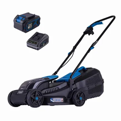 Produktbild von Scheppach Akku-Rasenmäher BC-MP320-X | 32 cm Breite | 4-stufige Höhenverstellung | 250-300m2 | 20V | Brushless Motor | inkl. 4Ah Akku + 2,4A Ladegerät