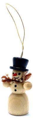 Miniatur Schneemann, handgedreht, 5 cm, Holz, Weihnachten